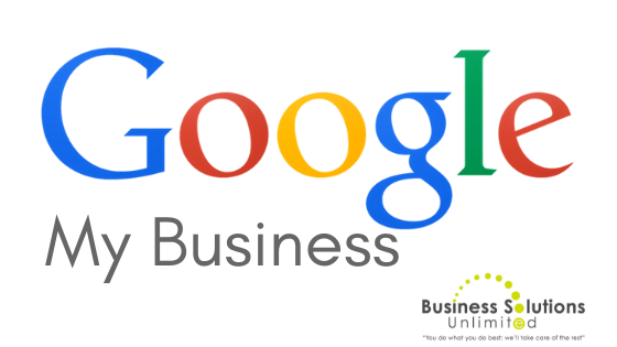The Google My Business logo along with the Business Solutions Unlimited logo