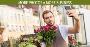 florist taking selfie while holding flowers